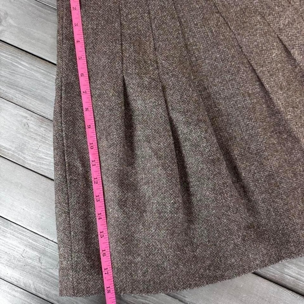 Gap Brown Herringbone 100% Wool Pleated Mini‎ Skirt Size 1 High Waisted Tweed - Picture 8 of 8
